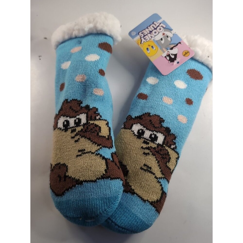 Sherpa Lined Socks Looney Tunes Tanzanian Devil Taz Socks New with Tag-Kids